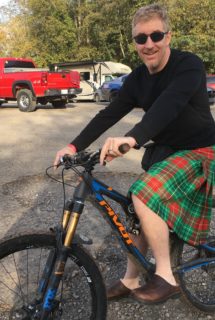 Robert Morehead of Mills River, N.C., may have been the only mountain biker at Fall Fest wearing a kilt.