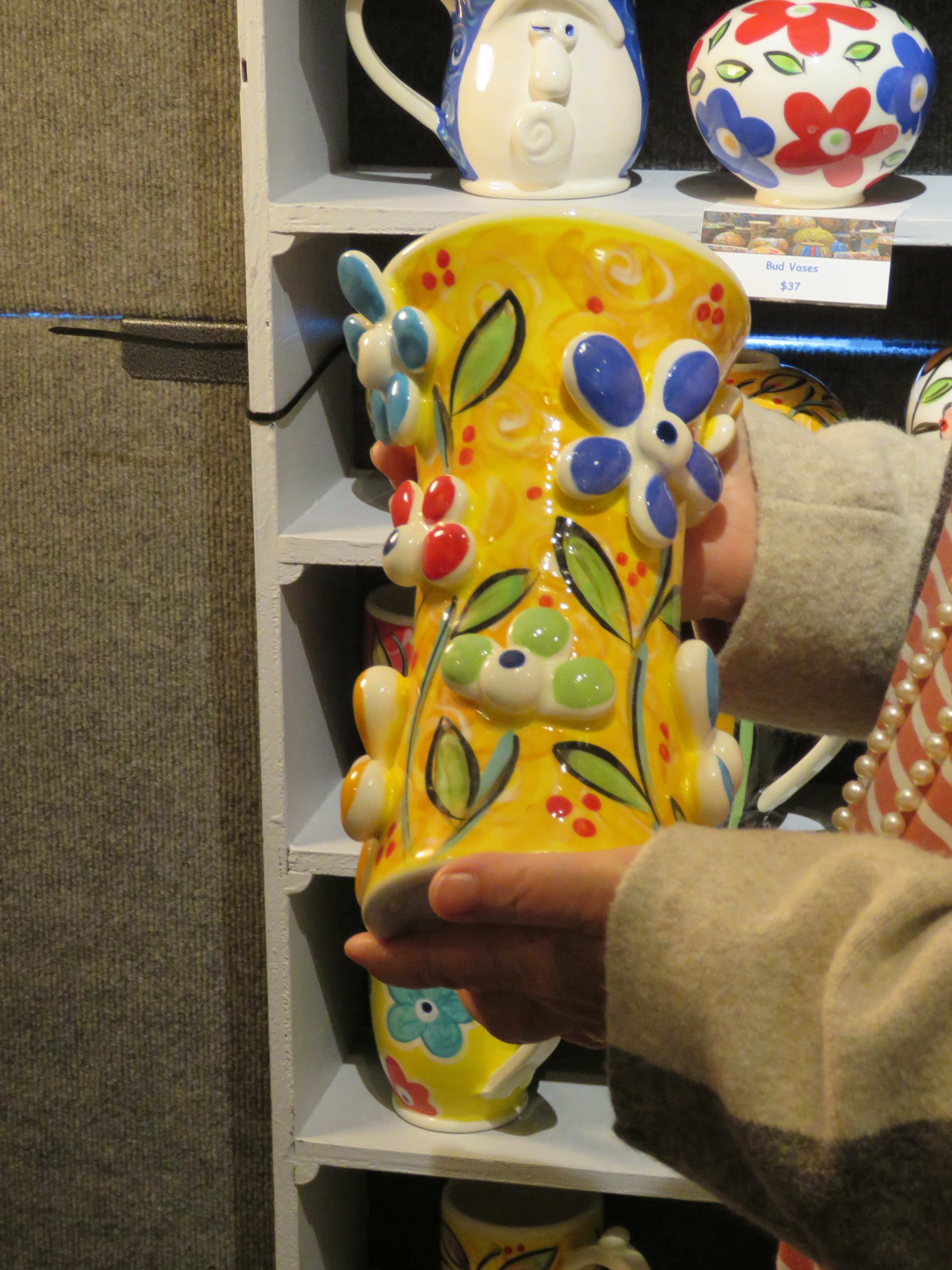 Note the intense color of Rikki Taylor’s pottery.