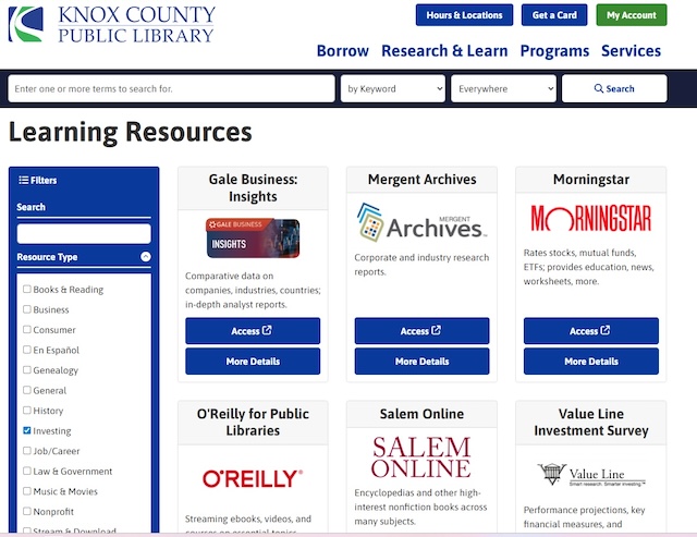 Investment research made easy at Knox County Public Library
