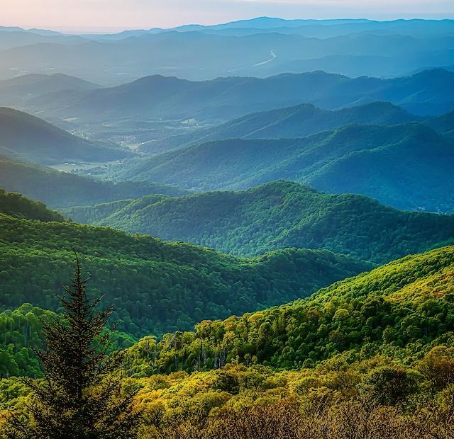 Deep Greens and Blues: A late-afternoon gift on the Craggy Gardens section of the Blue Ridge Parkway