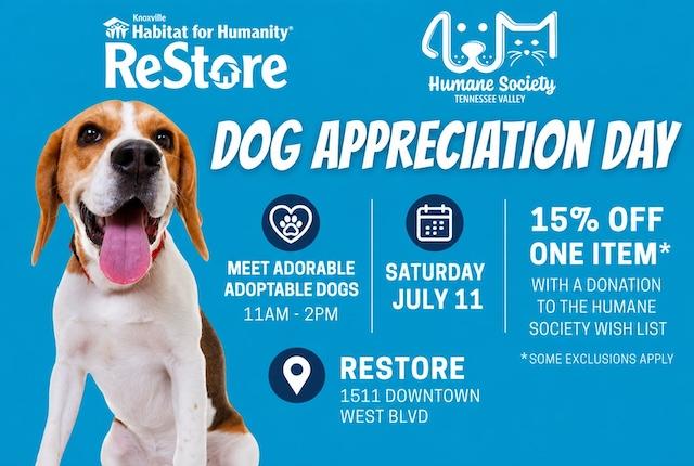 Celebrate Dog Appreciation Day with the Humane Society of the Tennessee Valley and Knoxville Habitat ReStore