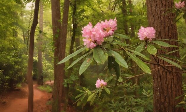 Rosebay Rhododendron adorns the new Linville Falls Connector Trail