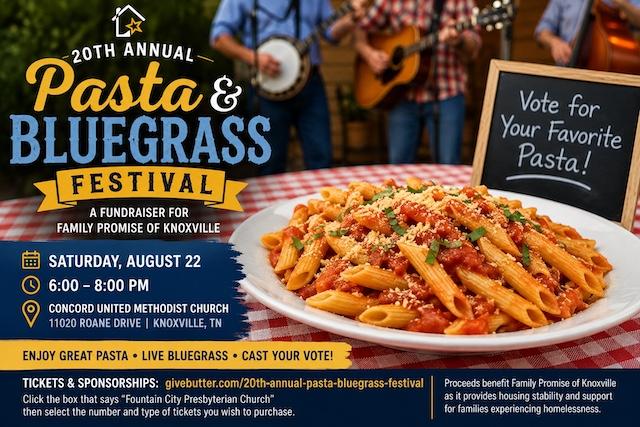 Tickets on sale for Family Promise Pasta & Bluegrass Festival
